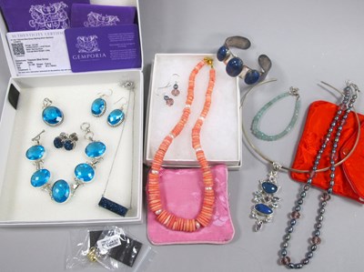 Lot 53 - Lapis Lazuli Collet Set Cuff Bangle, Gemporia...