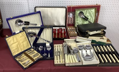 Lot 35 - Assorted Cased Sets of Plated Cutlery,...