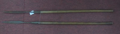 Lot 1424 - Asagai Spears with Iron Blades, woven copper...