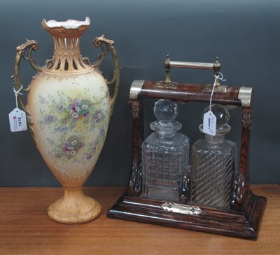 Lot 1410 - Early XX Century Two Bottle Tantalus, with...