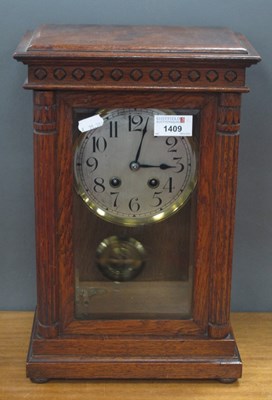 Lot 1409 - Early XX Century Oak Cased Mantle Clock, with...