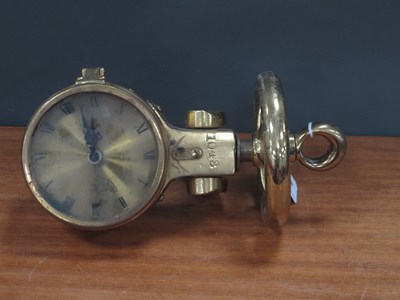 Lot 1414 - Brass Ships Style Clock, the top with...