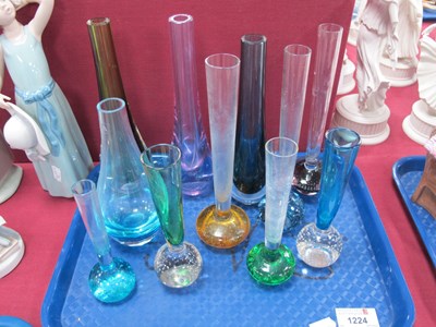 Lot 1224 - Slender Glass Spill Vases, varying colours,...