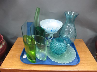 Lot 1311 - Colored Glassware, including ecliptical vases,...