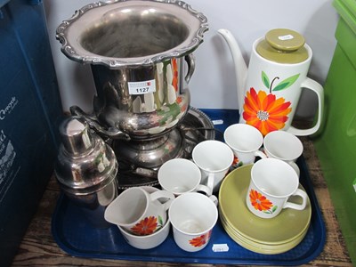 Lot 1127 - G & J Meakin Studio Pottery Coffee Set, plated...