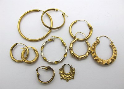 Lot 176 - Scrap Gold - Hoop and Creole Earrings, (odd /...