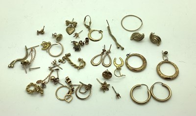 Lot 177 - Scrap Gold - Assorted Earrings, including odd...