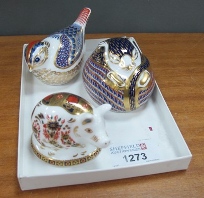 Lot 1273 - Royal Crown Derby Porcelain Poperweights:...