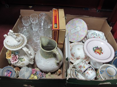 Lot 1032 - Capo Di Monte Ornamental Teapot, glassware,...