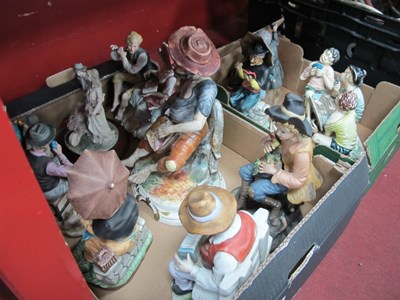 Lot 1020 - Pottery and Resin Figure Groups (11):- Two Boxes.