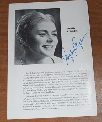 Lot 1307 - Ingrid Bergman (1915 - 82) Autograph, blue ink...