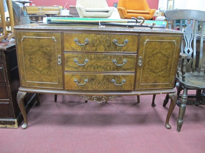 Lot 1530 - Mid-XX Century Walnut Bow Front Sideboard,...