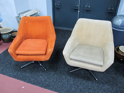 Lot 1512 - Pair of 1970s Style Swivel Action Easy Chairs,...