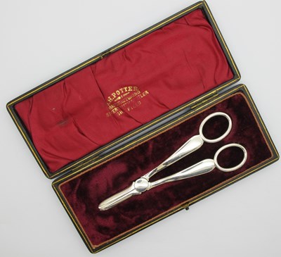 Lot 109 - A Pair of Hallmarked Silver Grape Scissors, JH...