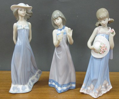 Lot 1240 - Lladro Figurines of Girls, the tallest 21cm (3).