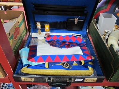 Lot 1068 - Masonic Medals, apron, sash, and other...