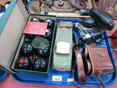 Lot 1374 - B & A Indoor Carpet Bowls, Konic camera,...