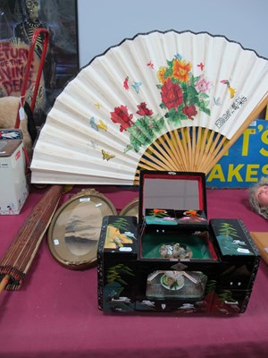 Lot 1355 - Oriental - Large Fan, parasol, pair of oval...