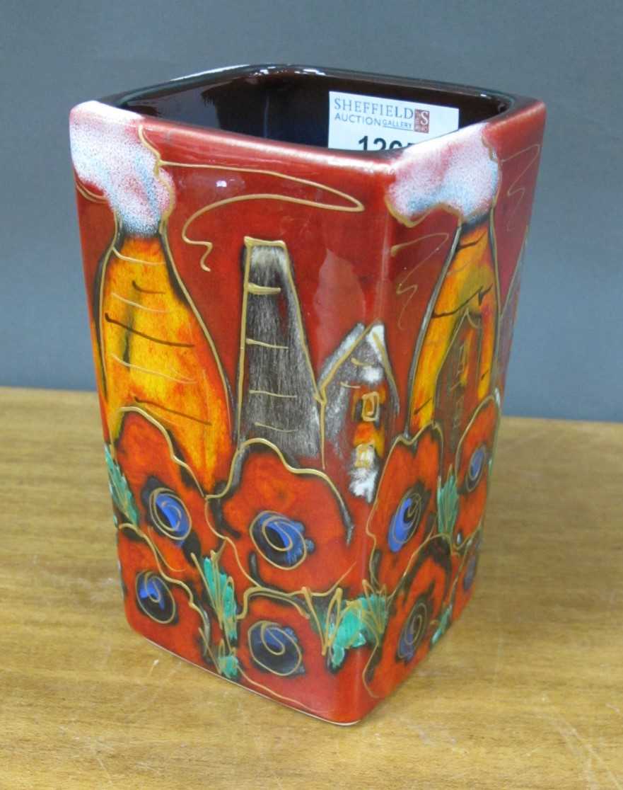 Lot 1265 - Anita Harris Potteries Square Vase, gold...