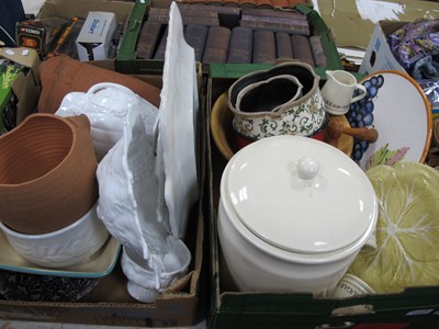 Lot 1104 - Bread Crock, cream jug, etc, mixing bowl,...