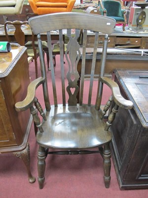 Lot 1533 - XIX Century Style Ash Armchair, with a pierced...