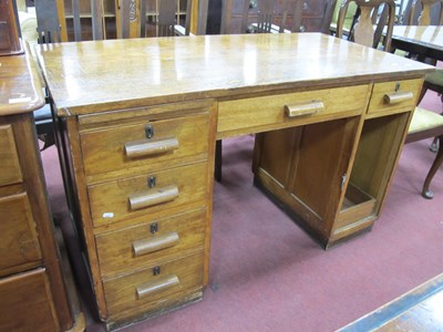 Lot 1593 - XX Century Mahogany Pedestal Desk, three top...