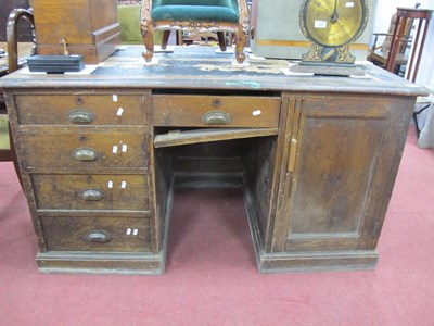 Lot 1513 - Late XIX Century Oak Pedestal Desk, with a...