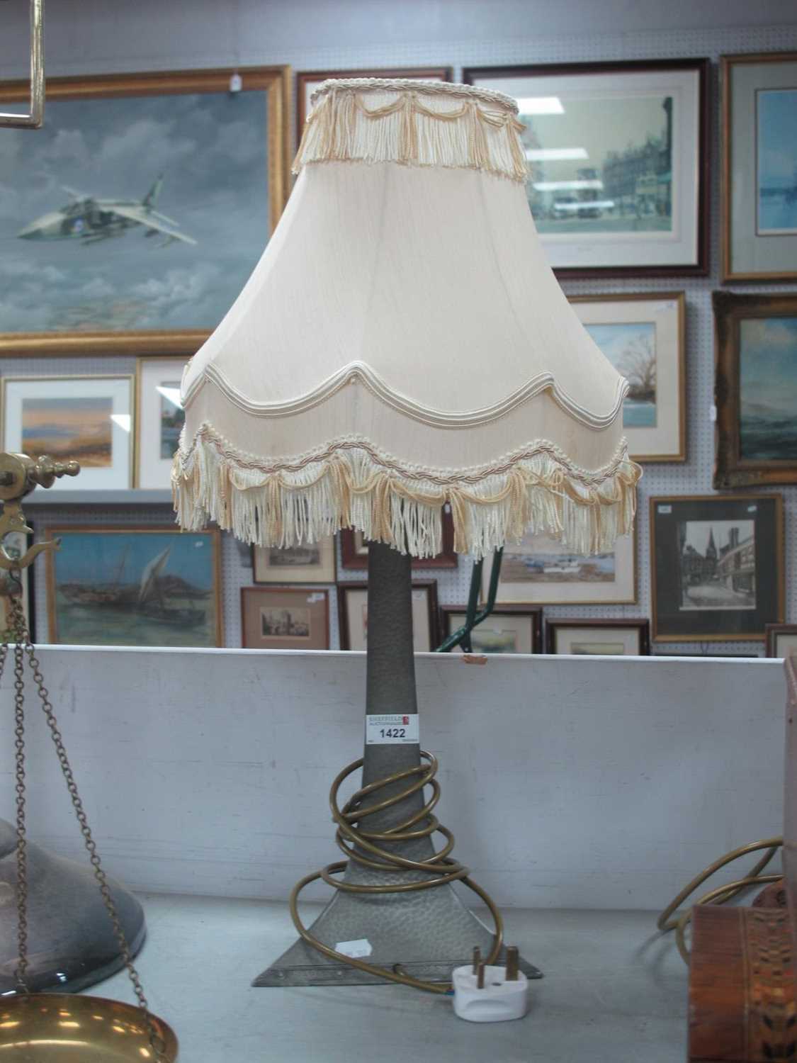 Lot 1422 - Talbot Pewter Beaten Pewter Table Lamp, in The...