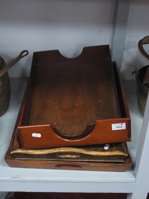 Lot 1432 - Two Wooden Trays, and two office file trays (4).