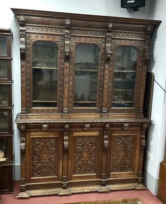 Lot 1525 - A XIX Century Carved Oak Bookcase, with a...