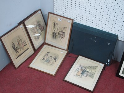 Lot 1480 - A Set of Six Rex Whistler Cartoon Prints,...