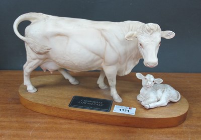 Lot 1171 - Beswick Charolais Cow and Calf, connoisseur...