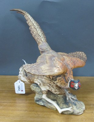 Lot 1253 - Beswick Matt Pottery Model of Pheasant Upon a...