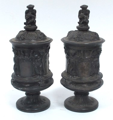 Lot 1156 - A Pair of Late XIX Century Patinated Bronze...