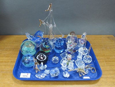 Lot 1214 - Caithness Paperweights, Swarvoski glass figure...