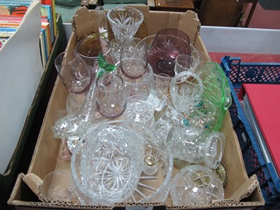 Lot 1057 - Cut Glass Bowl, vases, cut glass baskets, etc:-...