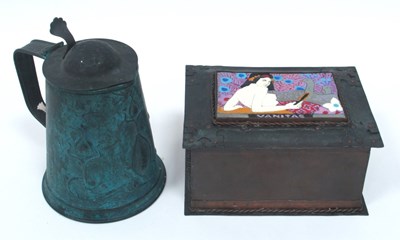 Lot 1277 - An Arts & Crafts Copper Lidded Box, inset with...