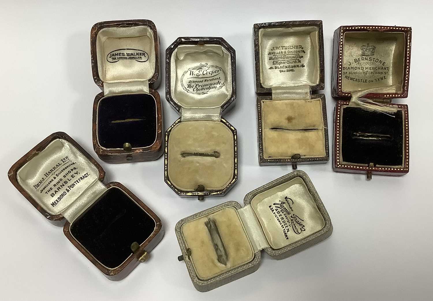 Lot 254 - Six Vintage Ring Boxes, (empty) including...