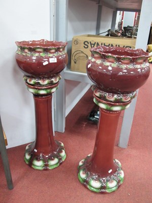 Lot 1150 - Pair of English Pottery Jardinieres, on stands...