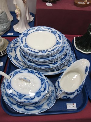 Lot 1170 - Grindley 'Lotus' Flow Blue Dinner Service, of...