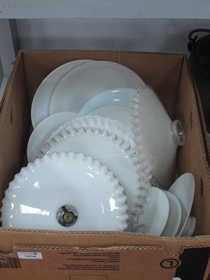 Lot 1434 - White Milky Glass Light Shades (x 8), eight...