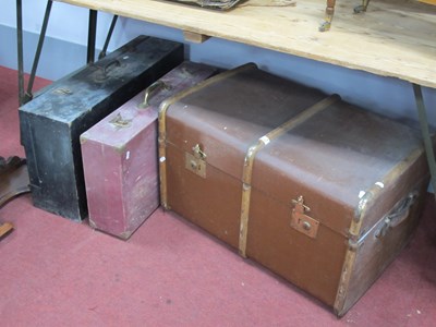 Lot 1504 - Hessian Deep Suitcase, 80cm wide, two tool...