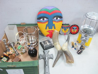 Lot 1067 - Bubble Gum Machine, painted face masks, metal...