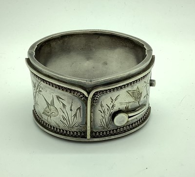 Lot 194 - A Victorian Wide Hinged Bangle, of Aesthetic...