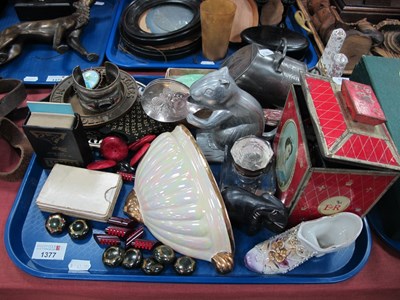 Lot 1377 - Tin of Buttons, glass inkwell, squirrel...