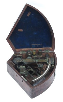 Lot 1267 - A Campbell and Co. Cased Sextant, in brass and...