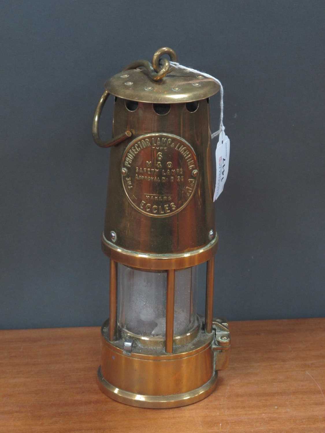 Lot 1417 - Eccles Type 6 Miners Safety Lamp, 25cm high.