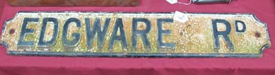 Lot 1343 - Cast Iron Vintage Road Sign, Edgware Road,...