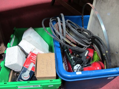 Lot 1114 - Battery Charger, Fenner belts, lights,...