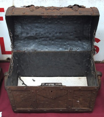 Lot 1339 - Cast Iron Casket, with domed top, ring handles,...